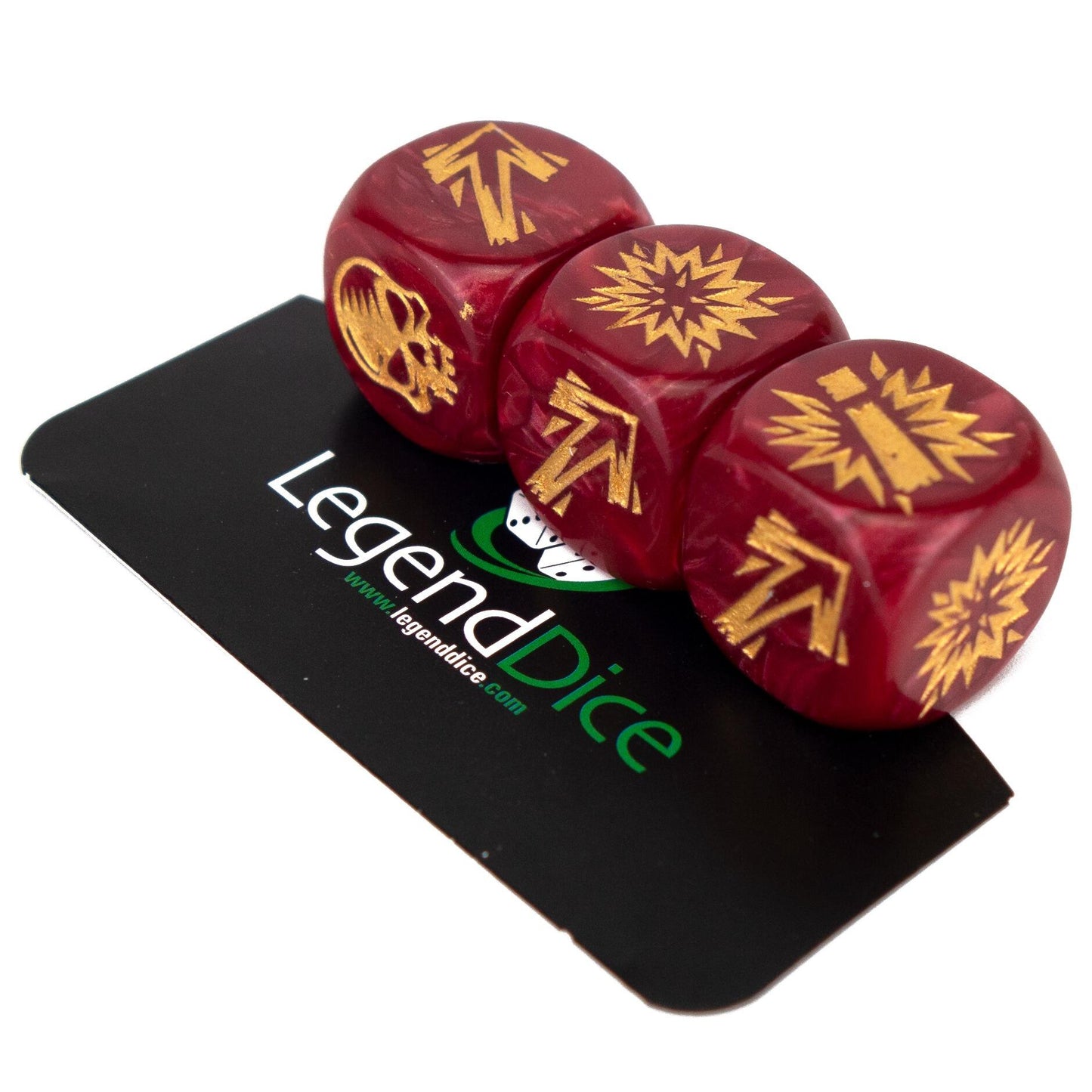 Blocking Dice Set - Pearl Burgundy (Gold) with bag, Clamshell